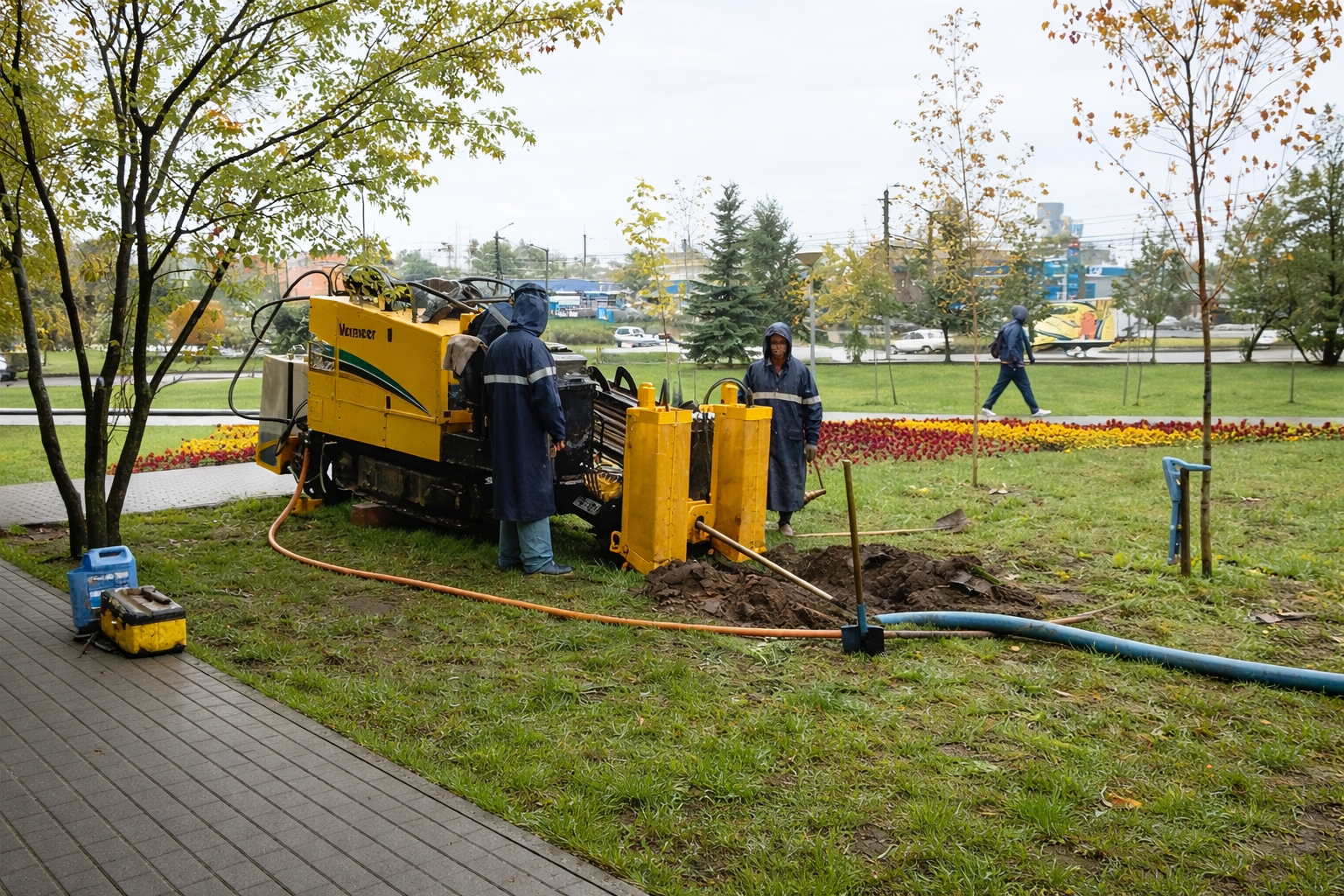Установка ГНБ на городской площадке с минимальным вмешательством в благоустройство